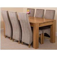 Thats Furniture Kuba 180 x 90 cm Chunky Oak Dining Table & 6 Lola Fabric Chairs in Grey