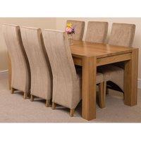 Thats Furniture Kuba 180 x 90 cm Chunky Oak Dining Table & 6 Lola Fabric Chairs in Beige
