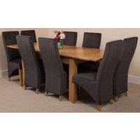 Thats Furniture Richmond 140-220cm Oak Extending Dining Table & 8 Lola Fabric Chairs in Black