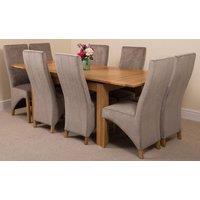 Thats Furniture Richmond 140-220cm Oak Extending Dining Table & 8 Lola Fabric Chairs in Grey