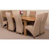 Thats Furniture Richmond 140-220cm Oak Extending Dining Table & 8 Lola Fabric Chairs in Beige