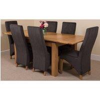 Thats Furniture Richmond 140-220cm Oak Extending Dining Table & 6 Lola Fabric Chairs in Black