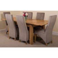 Thats Furniture Richmond 140-220cm Oak Extending Dining Table & 6 Lola Fabric Chairs in Grey