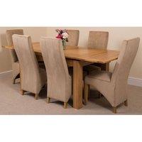 Thats Furniture Richmond 140-220cm Oak Extending Dining Table & 6 Lola Fabric Chairs in Beige