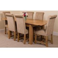 Thats Furniture Richmond 140-220cm Oak Extending Dining Table + 6 Washington Fabric Chairs in Beige