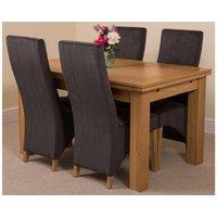 Thats Furniture Richmond 140-220cm Oak Extending Dining Table & 4 Lola Fabric Chairs in Black