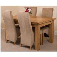 Thats Furniture Richmond 140-220cm Oak Extending Dining Table & 4 Lola Fabric Chairs in Beige