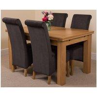 Thats Furniture Richmond 140-220cm Oak Extending Dining Table + 4 Montana Fabric Chairs in Black