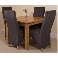 Thats Furniture Oslo 90 x 90 cm Oak Small Dining Table & 4 Lola Fabric Chairs in Black