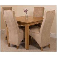 Thats Furniture Oslo 90 x 90 cm Oak Small Dining Table & 4 Lola Fabric Chairs in Beige