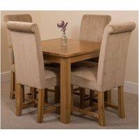 Thats Furniture Oslo 90 x 90 cm Oak Small Dining Table & 4 Washington Fabric Chairs in Beige