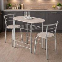 SPOT ON DEALZ 2 Seater Dining Table & Chairs Set with Oak MDF Top & Metal Frame in Light Oak