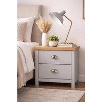 SPOT ON DEALZ Grey Bedside Cabinet with 2 Drawers & Wooden Top