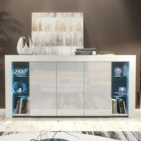 Mex Furniture LTD Sideboard with LED Lighting & Gloss Doors / 164cm in Light Grey