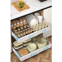 JANLEMNY Expandable Pull-Out Cabinet Organisers - Under-Sink Storage in White