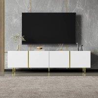 Merax White High Gloss Four Door Media TV Unit