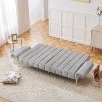 Merax Modern Convertible Velvet Sofa Bed with Adjustable Back & Armrests in Grey