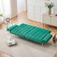 Merax Modern Convertible Velvet Sofa Bed with Adjustable Back & Armrests in Green