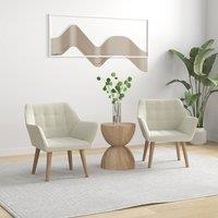 HOMCOM Set of 2 Velvet-Feel Accent Chair with Slanted Back, Wood Legs, Cream