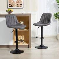 HOMCOM Bar Stools Set of 2 Adjustable Swivel Bar Chairs with Backrest in Dark Grey