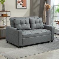 HOMCOM 2 Seater Pull Out Sofa Bed with Pockets for Living Room in Dark Grey