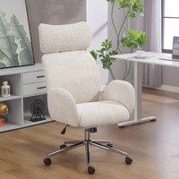 HOMCOM Office Chair with Adjustable Headrest, Comfy Desk Chair, Pale Grey