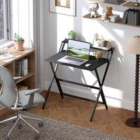 HOMCOM 81.5 cm Folding Computer Desk for Small Spaces Bedroom, Black | Size: Large