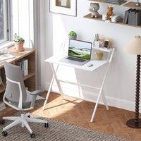 HOMCOM 81.5 cm Folding Computer Desk for Small Spaces Bedroom, White | Size: Large