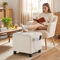 HOMCOM Small Ottoman with Side Pocket Living Room in Beige