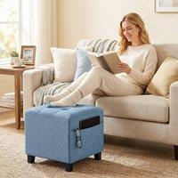 HOMCOM Small Ottoman with Side Pocket Living Room in Dark Blue