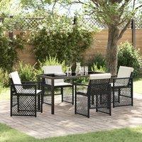 Berkfield Home 5 Piece Garden Dining Set with Cushions Black Poly Rattan