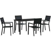 Berkfield Home 5 Piece Garden Dining Set Black HDPE