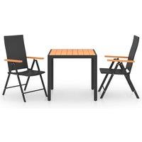 Berkfield Home 3 Piece Garden Dining Set Black & Brown