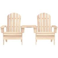 Berkfield Home Garden Adirondack Chairs with Tea Table Solid Fir Wood in Light Tan