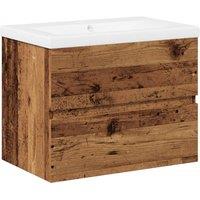 Berkfield Home Sink Cabinet with Built-in Basin Old Wood 61x39.5x49 cm in Brown