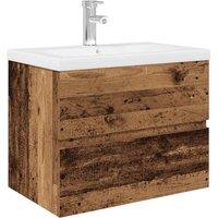 Berkfield Home Sink Cabinet with Built-in Basin & Faucet Old Wood in Brown