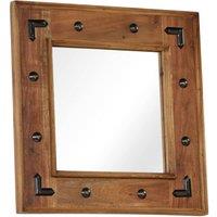 Berkfield Home Mirror Solid Acacia Wood 50x50 cm in Brown
