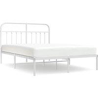 Berkfield Home Metal Bed Frame with Headboard White 135x190 cm Double