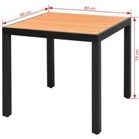 Berkfield Home Garden Table Brown 80x80x74 cm Aluminium & WPC | Size: 80 x 80 x 74 cm