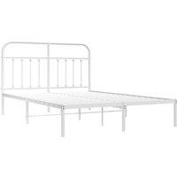 Berkfield Home Metal Bed Frame with Headboard White 135x190 cm Double