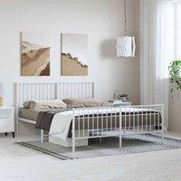 Berkfield Home Metal Bed Frame with Headboard & Footboard White 120x190 cm Sma | Size: King