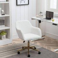 Direct Wicker Teddy Fabric Material Adjustable Height Swivel Home Office Chair in White | Size: 1 Pack