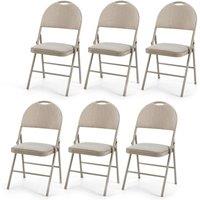 Costway Set of 6 Folding Chair Armless Padded Kitchen Dining Seat Portable Guest Chair in Beige