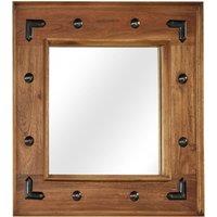 Berkfield Home Mirror Solid Acacia Wood 50x50 cm in Brown