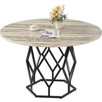 VOGREX 47 Round Dining Table for 4-6 - Heavy Duty Rust-Proof Meta in Grey