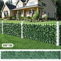 NESTLUNE 600*100cm Artificial Ivy Leaf Hedge Mat Roll Privacy Fence Wall Cover in Green | Size: 100 cm x 100 cm