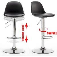 NESTLUNE 2PCS Bar Stools Adjustable Height Breakfast Swivel Chair in Black | Size: 100 cm x 100 cm