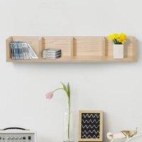 EONLION Wooden Media Storage Shelf Wall Mounted in Natural | Size: 500mm