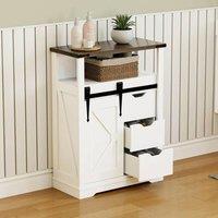 VOGREX Bathroom Floor Cabinet Storage with Sliding Barn Door in White