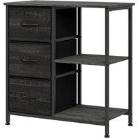 VOGREX 3 Drawer File Cabinet Printer Stand w/ 2 Open Shelf Under in Black